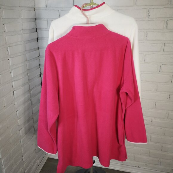 2 - My Style Ladies Size 1X Hot Pink & White 4 Snap Front Closure Fleece Tops - Picture 2 of 12